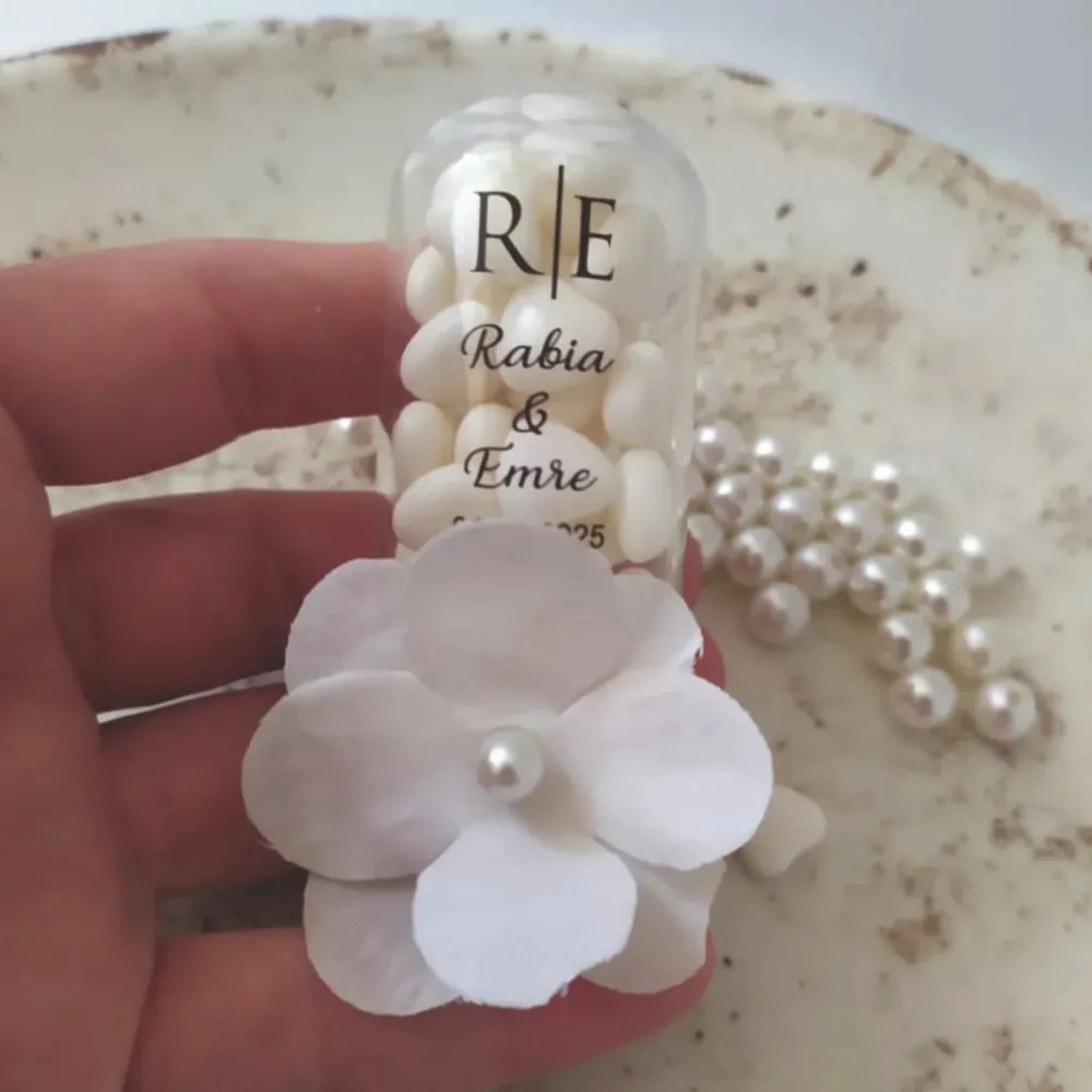 Kalp Şekerli Cam Nikah Hediyeliği