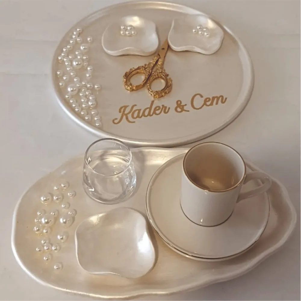 Taş Sedef İncili Söz ve Nişan Tepsi Seti